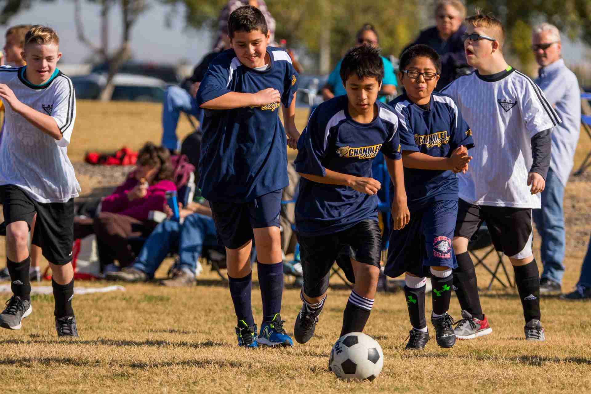 Kids playing soccer